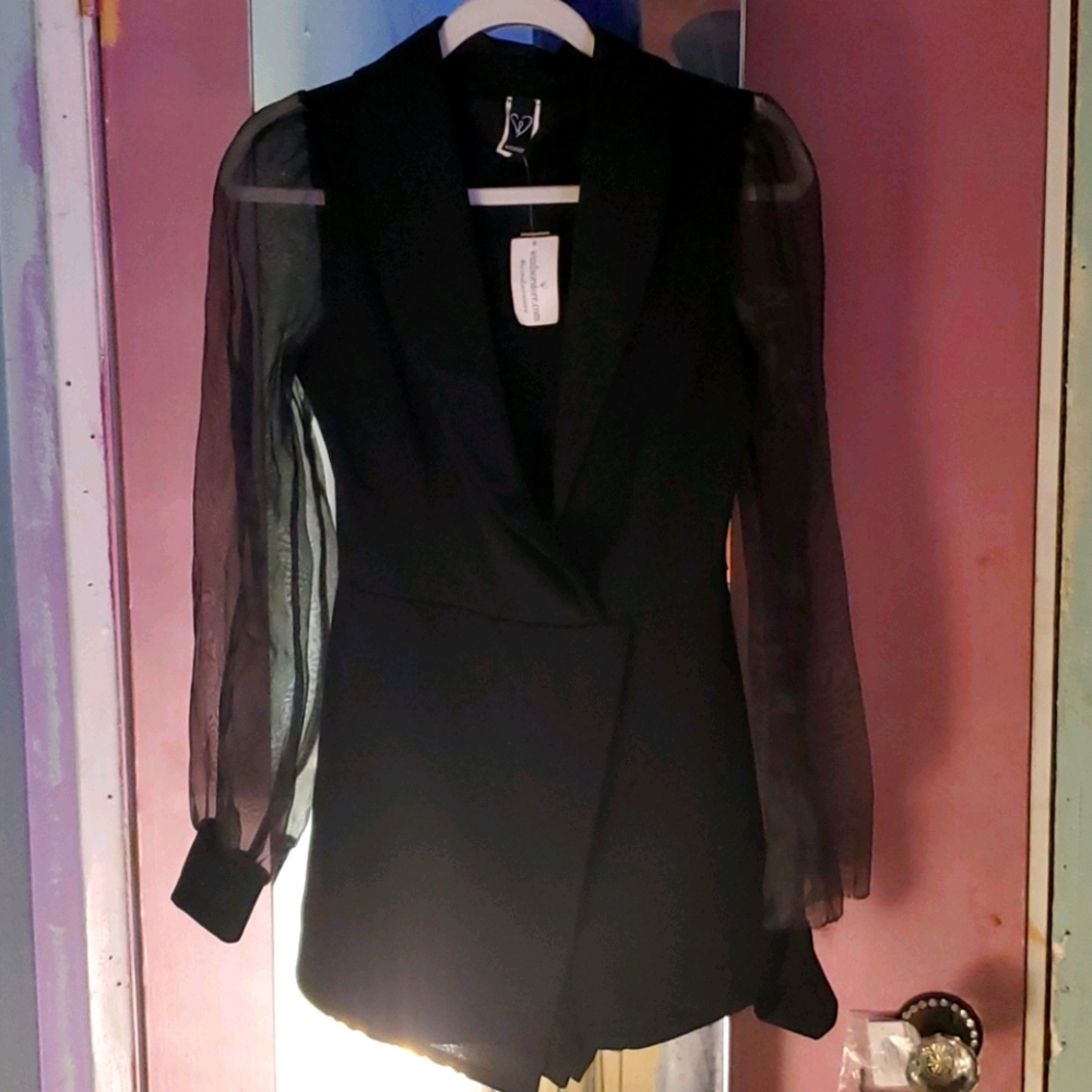 NWT Black blazer asymmetrical romper